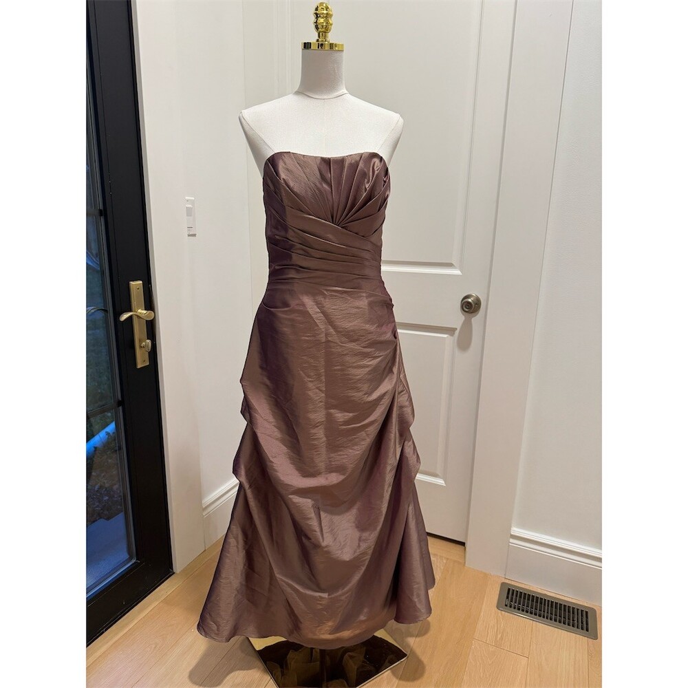 Impression Gown Womens Size 12 Mocha Brown Strapless Sweetheart Long Formal